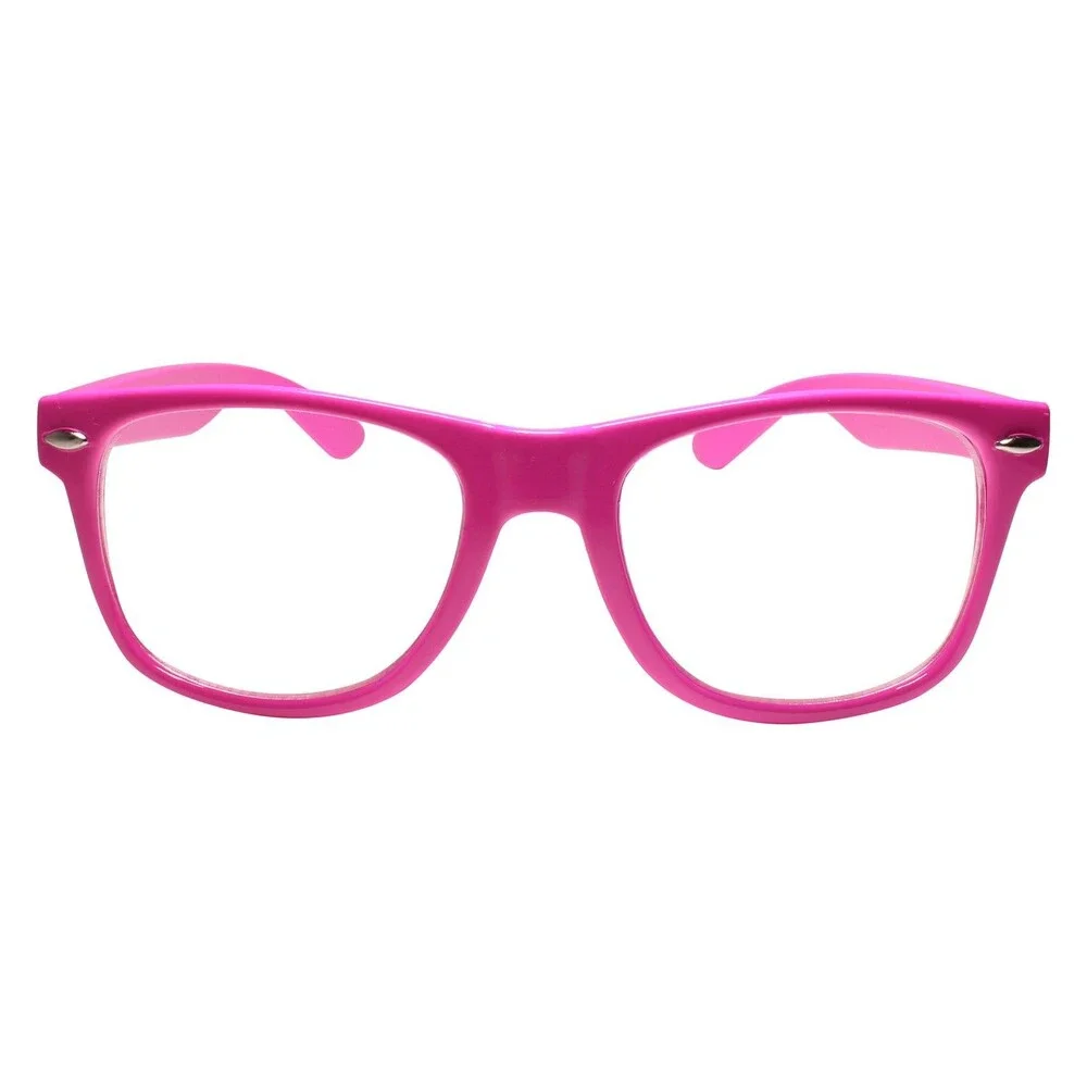 Classy 80s 90s Dapper Clubbing Horn Rimmed Pink Frame Clear Lens Glasses